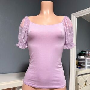 Lavender Puff Sleeve Women's Top